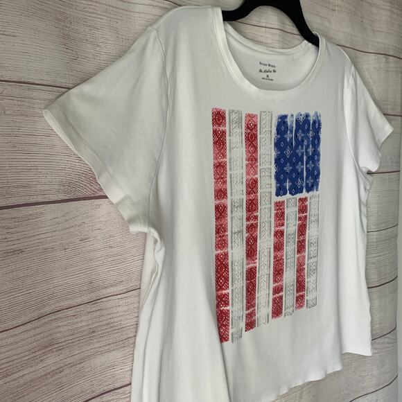 Studio Works The Studio Tee White American Flag T-Shirt Handkerchief Jewels XL - Picture 14 of 15